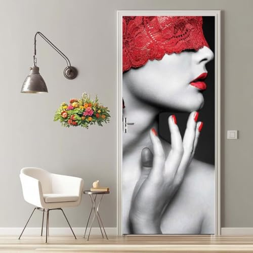 Türfolie Selbstklebend 3D Türaufkleber Frau Sexy Türtapete Selbstklebend Türposter 90X200 cm Türverkleidung Türtattoo Poster Tapete Abnehmbar Fototapete für Wohnzimmer Schlafzimmer Küche Bad -MT1394