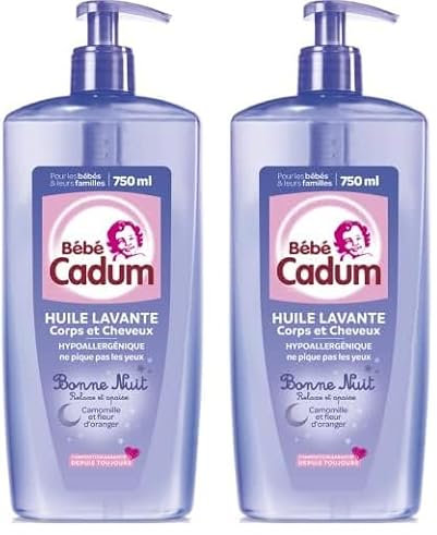 Cadum Apaisant,Douceur,Hypoallergénique,Nettoyage,Nourrissant Bébé Huile Lavante Corps et Cheveux (lot de 2)