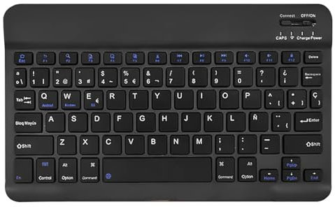 COEZFE Teclado Inalámbrico Bluetooth, 10” Teclado Universal Recargable para Tablets, Pequeño Teclado Inalámbrico para iPad/Samsung/Xiaomi/Honor/Huawei Tablet, QWERTY Español Ñ, Negro