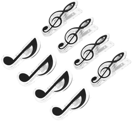 KQOZG 8 Stück Notenklammern Musik Clip, Notenhalter Klavier Druck Clip, Buch Seite Clip, Musik Hinweis Clip, Notenständer aus Kunststoff, Musik Buch Seite Klammern