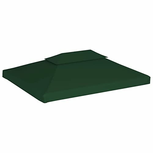 Grüne 3 x 4 m Garten-Terrassenüberdachung, Ersatzabdeckung für Pavillon, Partyzelt, Dach, 310 g/m², Stoff, wetterbeständig und UV-Schutz, einfach zu installieren und zu reinigen