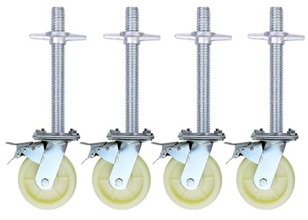 Rueda móvil Universal de 6 Pulgadas for Andamios de Alta Resistencia con Freno, Rueda de Tornillo Ajustable y Base de Marco móvil.(Regular)