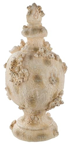 Gilde Objet de décoration Seychelles en résine - Hauteur 50 cm - Amphora - Blanc Vieilli - Motif Corail et Coquillages