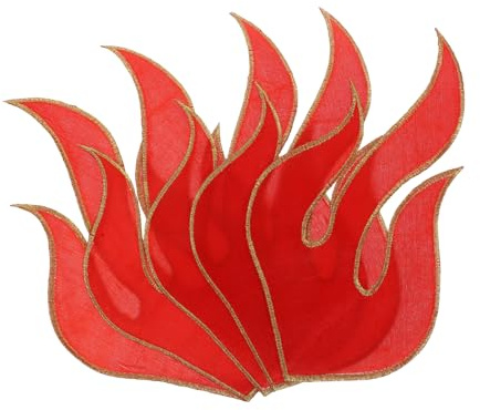 GARIOUANS 5 Stück Aufbügelbare Gestickte Flicken mit Flammenmotiv Rotes Stickgarn für Kleidung Leder und Bücher für Kostümzubehör