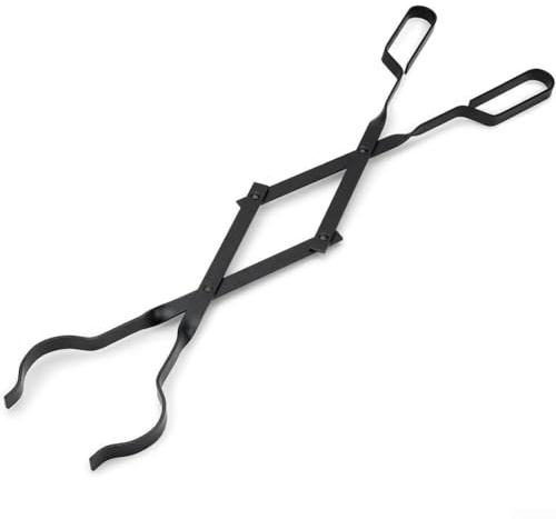Pince de cheminée robuste en fer pour une manipulation sûre et facile des bûches en intérieur et en extérieur avec prise en main confortable