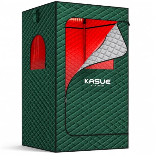 KASUE Tienda de campaña portátil de sauna de vapor para el hogar, sauna infrarroja con vapor de 3 litros, 9 niveles de temperatura y temporizador de 99 minutos, aislamiento impermeable de 5 capas