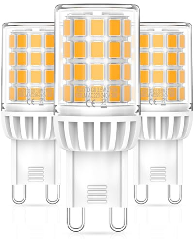 AGOTD Ampoule LED G9 Blanc Chaud 2700K, 3.5W 650LM, Remplaçant les Ampoules à Incandescence 30W 40W, Non Dimmable, AC 220-240V, Pack de 3