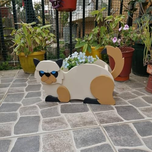 Divertida maceta de gato siamés, perfecta para mostrar tus plantas favoritas en casa (gatos)