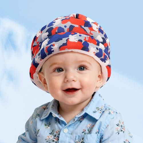 JUNUNDJING Kopfschutz Baby, Baby Kopfschutz, Anti-Kollision Baby Helm Kopfschutz, Helm Baby, Babyhelm, Baby Head Protector, für 6 Bis 36 Monate Baby, Kleiner Blauer Bär