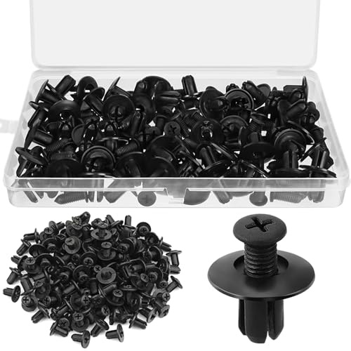 Aililong 100 Piezas de Remaches de plástico de 8 mm - Juego de Clips de sujeción para Coche, Remaches de expansión de plástico, Tornillos de carrocería para la fijación de carrocería y Parachoques