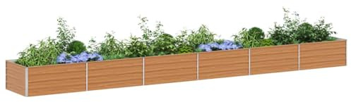 vidaXL Arriate Elevado Marrón Claro 600 x 80 x 45 cm Acero Galvanizado