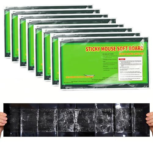 Weciau Trampa Ratones Pegamento, 8 Piezas Pegamento Ratones Fuerte 120 x 28 cm, Fácil de Instalar y Cortar, Trampas Adhesivas para Ratas, Insectos, Cucarachas y Grillos
