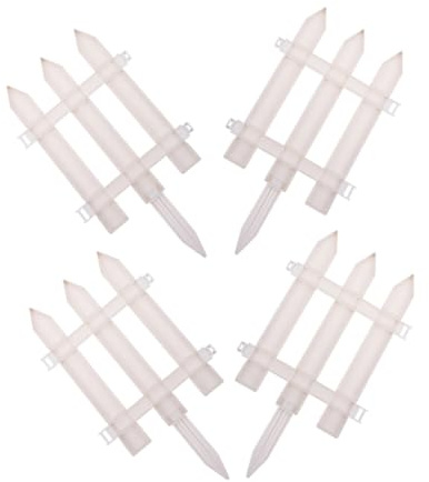 DOITOOL 4sets Recinzioni in Plastica Bianca per Prato Pannelli per Aiuole da Giardino Decorativi per Albero di Natale Paesaggi per Cortili Balconi e Vialetti