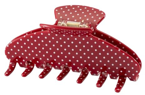 Aribliseza Haarklammer, 4 Stück, 3 Inch Claw Clip & Haarspangen für Damen, Acetat Haarklammern mit roten Polka Dots, Nicht-Rutsch Zähne für Dünnes oder Dickes Haar, Haaraccessoires für Updos, Buns &