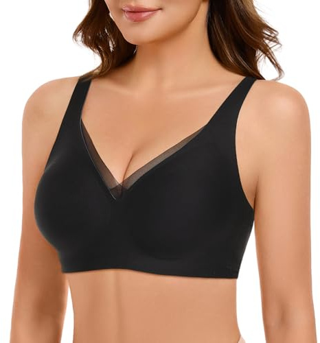 Niwicee Bras for Women Non Wired Seamless Wireless Jelly Bras Push Up Comfort Soft Support Full Coverage Mesh Everyday T Shirt Bra Bralettes S-XL