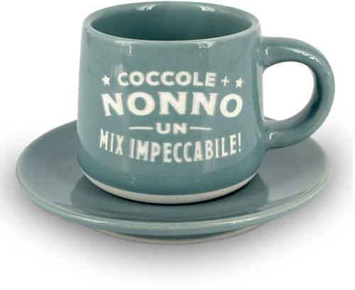Tazzina da caffè personalizzata con piattino e scatola - Coccole Nonno