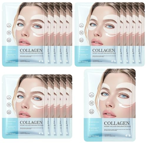 15 Paia Patch Occhi al Collagene per Occhiaie e Borse, Maschera Occhi Idratante e Defaticante per Donna, Trattamento Contorno Occhi con 18ml di Essenza, Effetto Illuminante, Trasparente