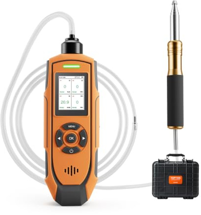 TopTes Guard-966 4 Gas Monitor, Pump Gas Monitor for O₂, LEL, CO and H₂S, 51 Extension Probe Included, 5-Year O₂ Sensor Lifespan, USB Data Export, 23h Runtime, for Confined Space and Industrial Use