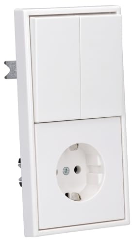 Jung LS 990 in Alpinweiß (1x Steckdose, 1x Serienschalter, 1x Rahmen 2f, 1x Wippe Serie)