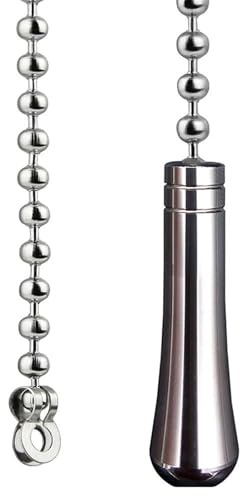 NewZC Teardrop Bathroom Light Pull - Silver Chrome Pull Cord Handle with 85cm Long Metal Light Pull Cord Bead Chain Extension Connector for Bedroom Toilet Ceiling Light Fan Switch and Blind