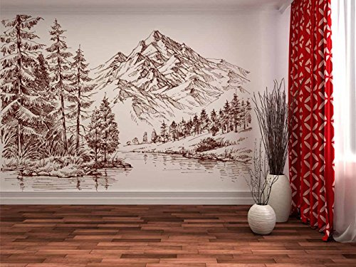 Fotomural Vinilo Pared Rio montañas | Fotomural para paredes | Mural | Vinilo Decorativo | Varias Medidas 200 x 150 cm | Decoración comedores, salones, habitaciones...