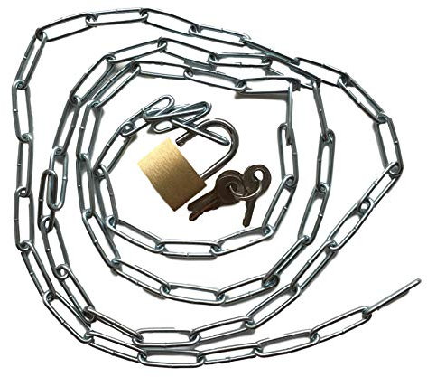 Cadena de acero con candado – Cadena resistente con candado + 3 llaves – Longitud a elegir 50 75 100 150 200 cm – Cerrar y cerrar – Hogar y taller (100 cm)