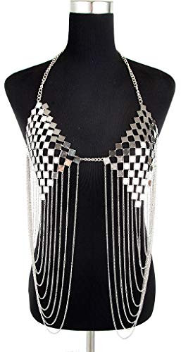 JIN YU MAN TANG Chaîne de Corps de Diamant Sexy chaîne de Poitrine de Bikini élingue chaîne de Corps de Diamant,Silver