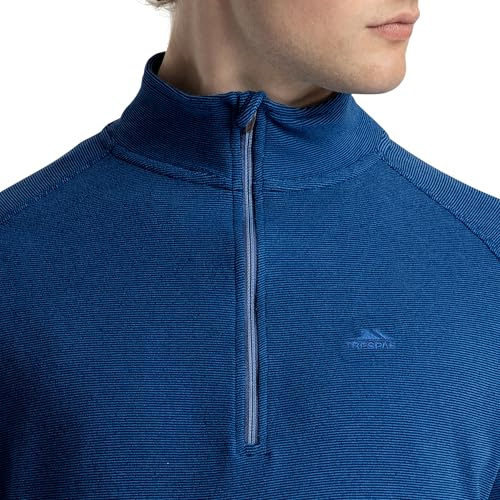 Trespass Mens Fleece Pullover Keynote - Contrast Trims, 1/2 Neck Zip, Brushed Back, Knitted, 100% Polyester Dark Navy
