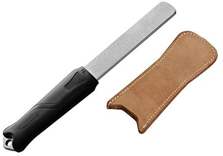 SHARPAL 127N Piedra de afilar de diamante de grano doble (grueso 325/extra fino 1200) con asentador de cuero, afilador de herramientas para cuchillos, hachas, cuchillas de cortacésped y todo tipo