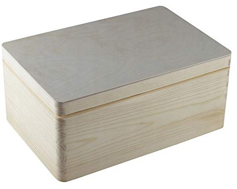 Holzfee Holzkiste 30 x 20 cm Deckel mit Aufbewahrungsbox Allzweckkiste Holz Kiste Holzbox (ohne Griff)