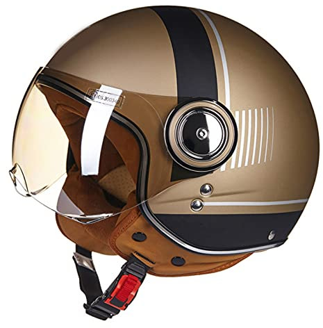 Jet-Helm Mit Visier, Retro Pilot-Helm Für Brillen-Träger, Roller-Helm Für Frauen Und Herren Motorrad Scooter Offenes Moped Mofa Jet Helm Erwachsener Motorradhelm DOT/ECE Genehmigt,Grau,M