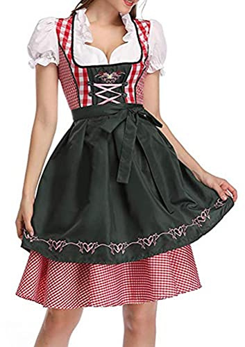Chiyyak Dirndl-klänning för kvinnor, Oktoberfest-kostym, klänning med förkläde, kostym, ölfestival, karnevalsdräkt