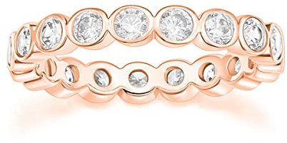 Zakk Eternity Ring Damen Ewigkeitsringe Vorsteckring 4mm Schmal Zirkonia Verlobungsringe Eheringe Trauringe Memoire Ringe (Rosegold,61 (19.4))