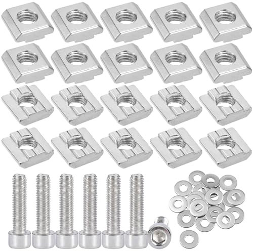 tallkeey 20 Stück Nutensteine M8, Serie 3030 M8 Nutsteine Gleitmuttern T-Nut Kohlenstoffstahl T Nutenstein Set für Aluminiumprofil Extrusionsschlitz Standard 30 Serie