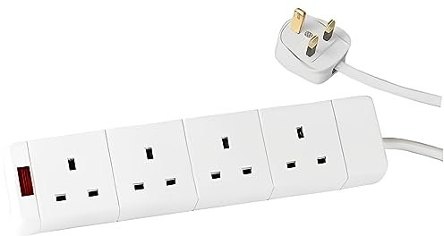 UR CHOICE 4 Way Extension Lead, 10M Heavy Duty Extension Cable & Multi Plug Socket, Surge Protected UK Power Strip for Home, Office, Gaming, Workshop, Appliances