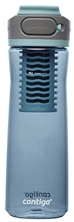 Contigo Clybourn Freeflow Filtration Water Bottle with AUTOSEAL Spill-Proof Lid, 24oz Filtered Water Bottle with Carbon Fiber Filter, Lasts up to 6 Months, Dark Ice