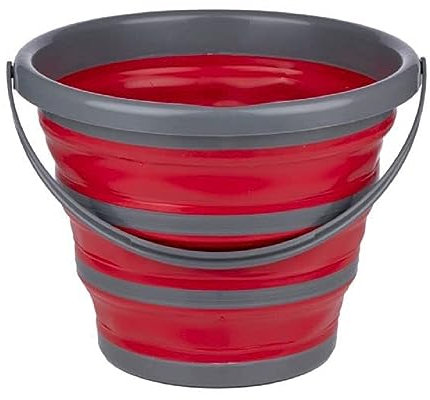 Dirt Devil Secchio pieghevole, 10 litri, 32 x 25,5/5,5 cm, salvaspazio, ideale per la pulizia e il campeggio, colore: rosso
