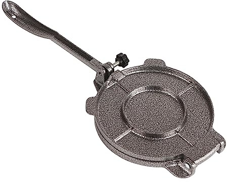 6.5 Inch Cast Iron Tortilla Press. Tortilla Maker, Flour Tortilla Press, Dough Press, Pataconera Seasoned with Flaxeed Oil, Black -