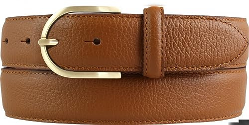 BELTINGER Italienischer Damen-Gürtel, 35 mm breit, Damen, Chinogürtel, Hosengürtel, strukturiertes Leder, Schließe Gold