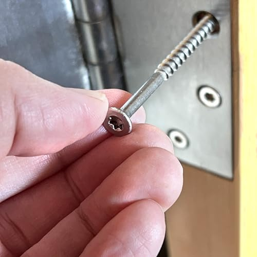 Door Hinge Wood Screws #10 x 3 Extra Long 20 piece Stainless Steel Star Drive T25 Sharp Cutting Self Tapping 305 Grade Rust Resistant Commercial or Residential Heavy Duty Fasteners