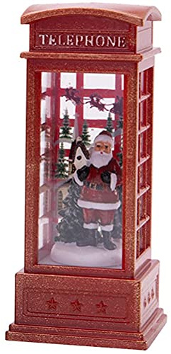 Weihnachts-Telefonzelle, Schneekugel, Laterne, Beleuchtete Box, Nachtlicht, Batterie- oder USB-betrieben, LED-beleuchtetes Wasser, Glitzernde Musik, die für die Heimdekoration