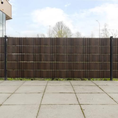 UJCHVHN Zaun- & Absperrungen Balkonsichtschutz 10 Stück braun und schwarz 255x19cm Polyrattan Zaunpaneele