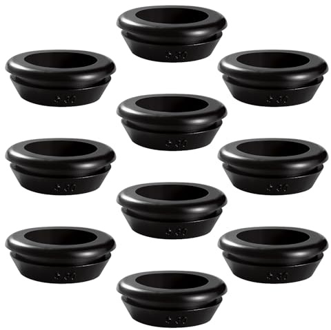 YIXISI 10 Stücke Durchmesser 25 * 30 mm Gummitüllen, Geschlossene Gummitüllen, Kabeldurchführung Gummistopfen, Gummitülle Elektrischer Leiter Dichtungsring, für Kabelschutz, Kabelkanal