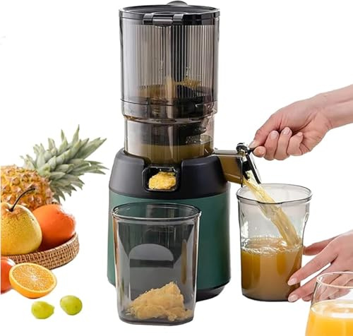 Estrattore Di Succo Portatile Da 300 W Con Separazione Della Vinaccia,Macchina Spremiagrumi Con Tramoggia Di Alimentazione Da 13 cm- Estrattore Di Succo Lento Professionale Per Frutta E Verdura,Green