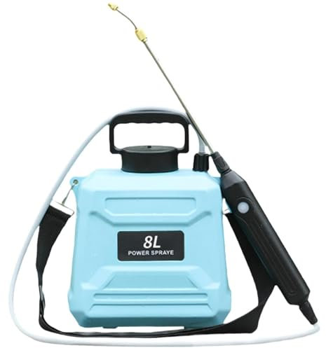 MOOTACO Battery Powered Sprayer,8L Garden Sprayer with 3 Mist Nozzles,Adjustable Shoulder,Watering Equipment Strap for Lawn,Garden