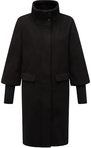 Navahoo modischer Damen Übergangsmantel in Woll-Optik Trenchcoat mit Rippstrick-Ärmeln Polarblüte 14 XS-3XL