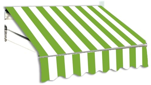 Tela di ricambio per tenda da sole estensibile, tessuto per patio esterno, 400 x 150 cm, strisce verdi e bianche, impermeabile, protezione dai raggi UV