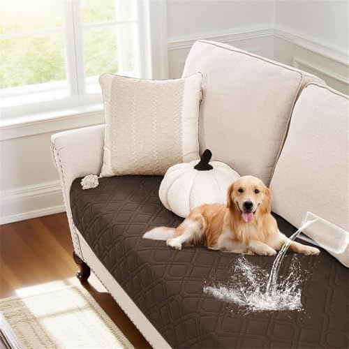 BXFUL wasserdichte Sofabezug - rutschfeste Sofabezüge, Couchbezüge, Sitzbezüge für Sofas, Möbelprotektor für Hunde und Katzen, Sofadecke für den Außenbereich (Braun,32x62in/81x158cm)