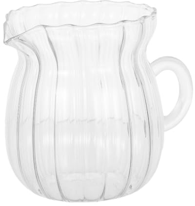 TOYANDONA Jarra Leche Transparente de Vidrio con Diseño Vertical Pequeña Lechera Cristal Multifuncional para Café Té y Crema Microondas para Hogar y Oficina