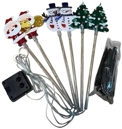 Colcolo Lot de 6 Lampes solaires de Noël à Planter dans Un Jardin, étanches, pour terrasse ou Patio, Style A
